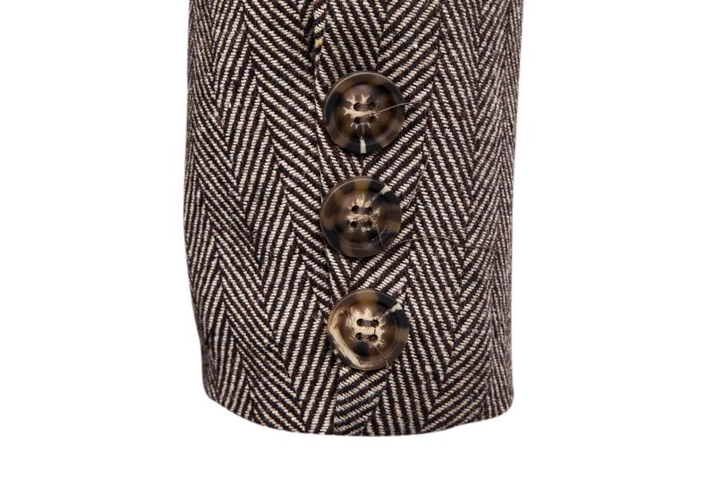 Herrenbekleidung Mantel langer Stil Männer gefälschte zwei Fischgräten-Tweed-Mantel-Trenchcoat_voghion.com