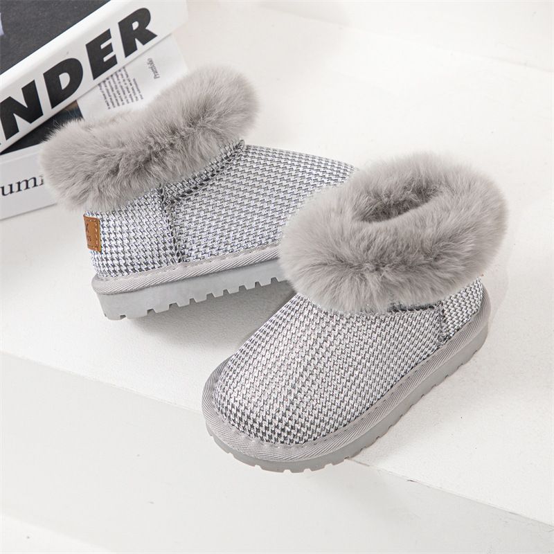 Kinder Schuhe Winter Mädchen Pelzigen Schnee Stiefel Prinzessin Dicke Warme Baumwolle Stiefel_voghion.com