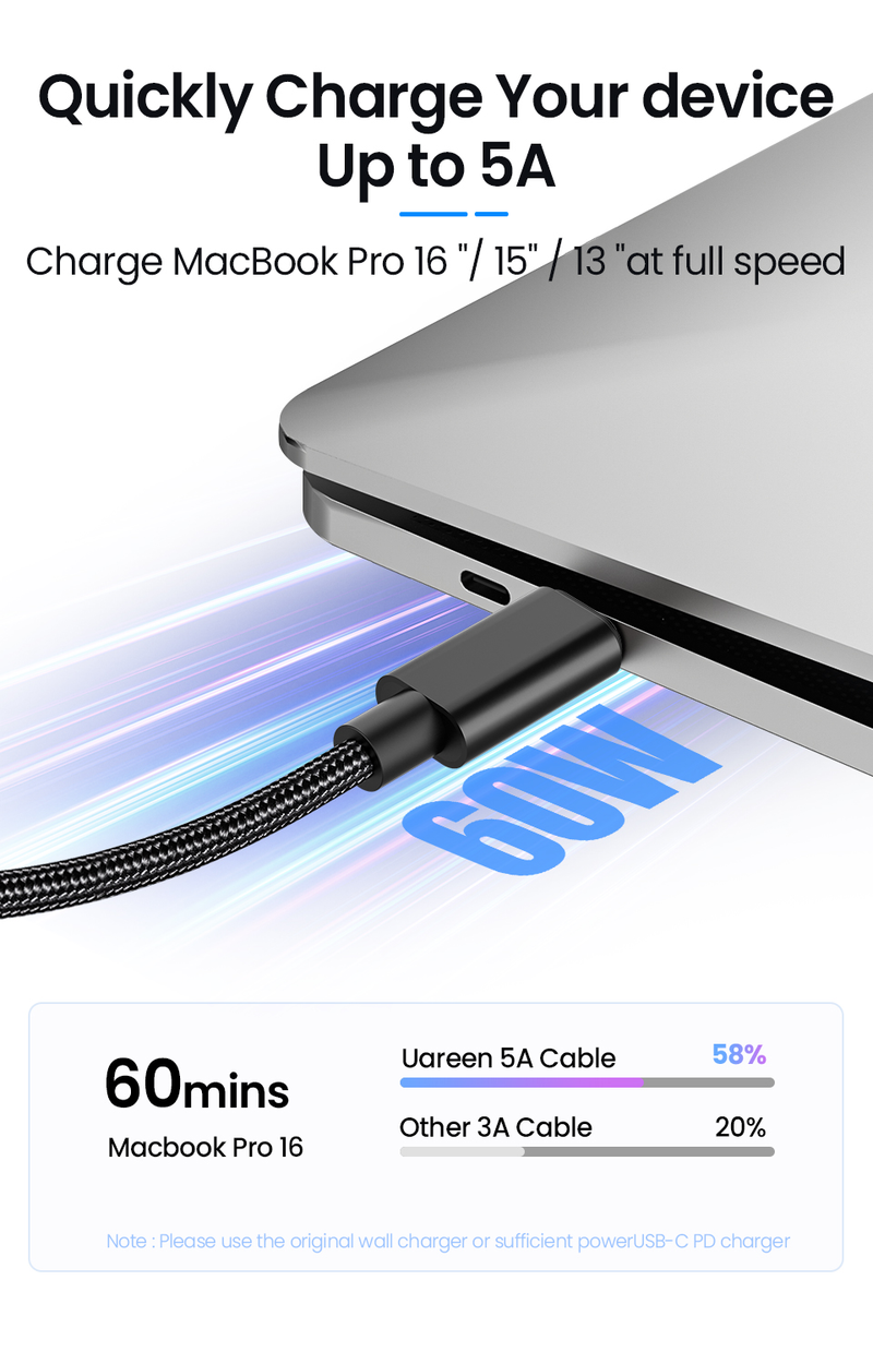 PD 60W USB Type C til USB C-kabel for Samsung Huawei Xiaomi QuickCharge mobillader 5A hurtiglading datakabel_voghion.com