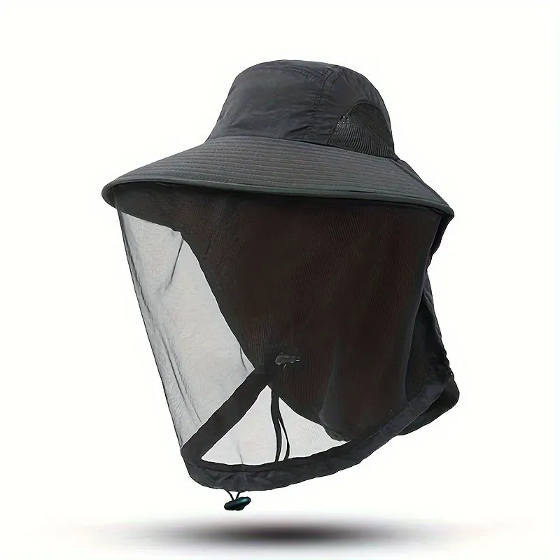 Offre spéciale 1pc seau avec filet anti-moustique d'été en maille pour randonnée en plein air jardinage chapeau de pêche protection solaire parapluie_voghion.com