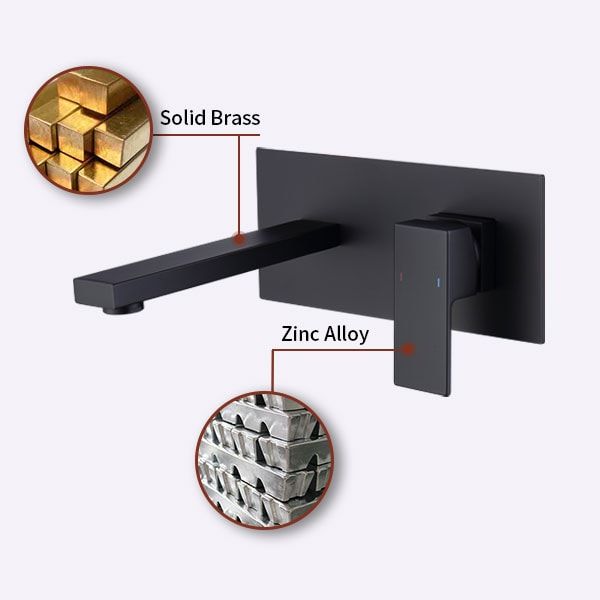 Wall Mount Faucet For Bathroom Sink Or Bathtub, Single Handle 2 Holes Brass Rough-in Valve Included, Matte Black_voghion.com
