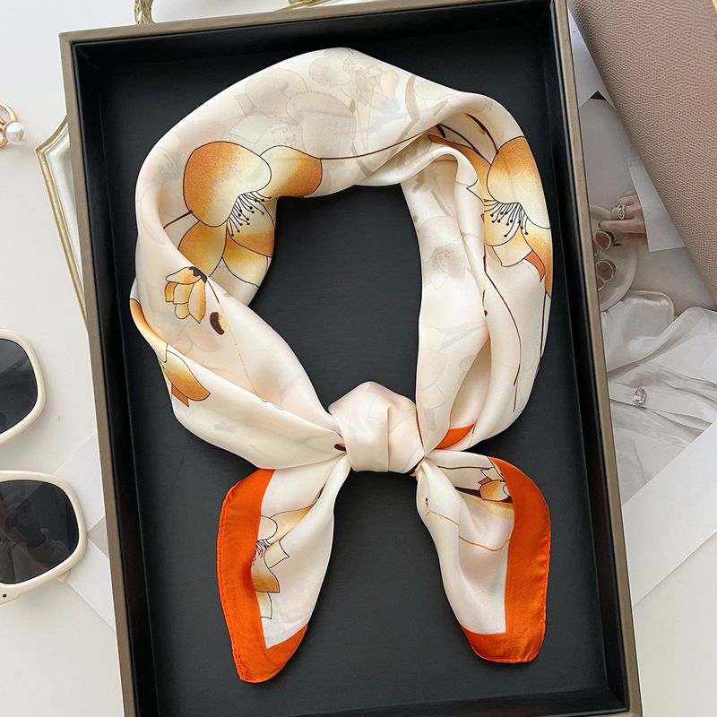 Women's Spring/Summer Printed Small Square Korean Edition Versatile Simulation Silk Hairband Summer Sunscreen Decoration_voghion.com
