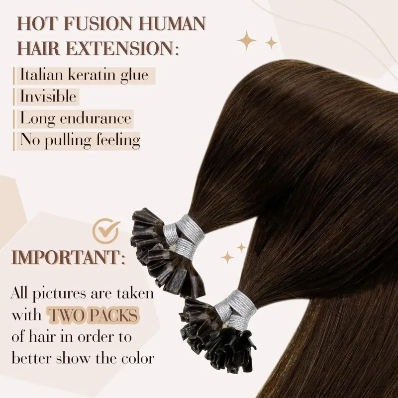 Extension per capelli con punta a U invisibile, castano scuro, capelli fusion, 20 pollici, 50 ciocche, 50 g_voghion.com