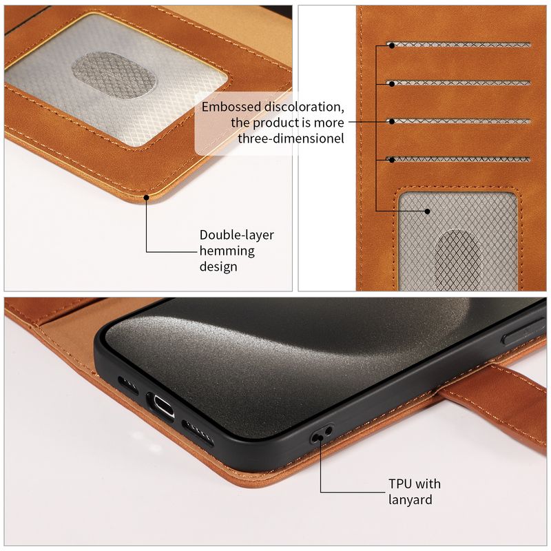 Gilt für iPhone 16 Handyhülle, Epple 14 Handy-Lederhülle, Diebstahlschutzbürste, Samsung S24 Flip Case, Xiaomi_voghion.com