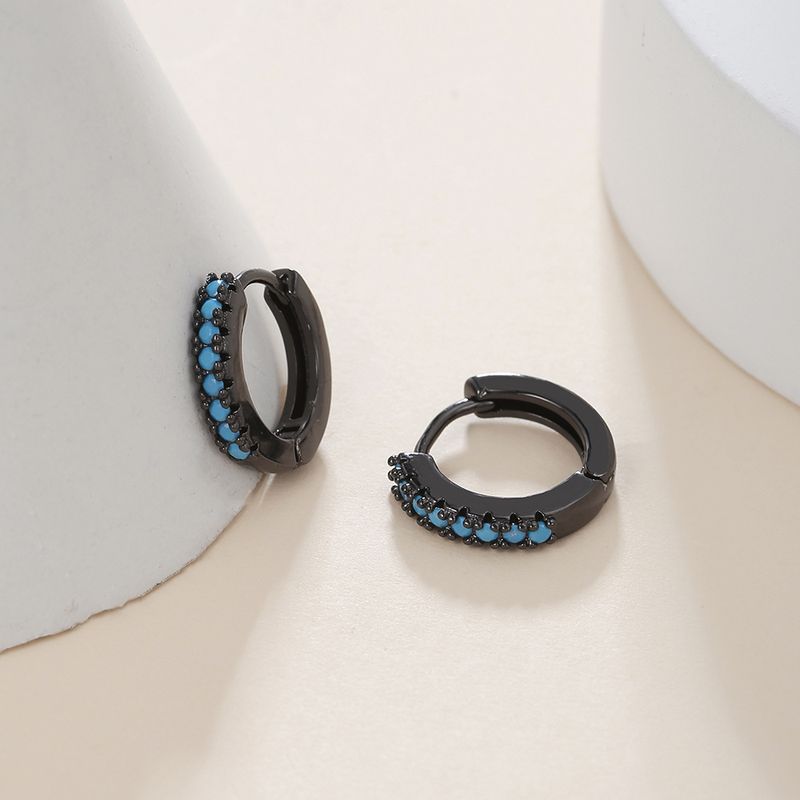 Popular Color Zircon Ear Buckle Micro-inlaid Geometric Ear Ring Temperament Simple Personality Earrings_voghion.com