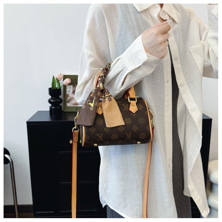 Elegante borsa a tracolla Boston da donna - Borsa a tracolla piccola e grande in pelle PU con stampa floreale vintage e tracolla regolabile_voghion.com