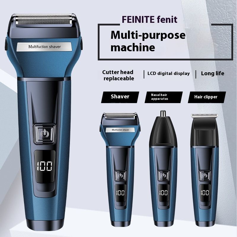 Fenite digital display tre i en multifunktionell elektrisk rakapparat för män, klippmaskin, näshårklippare_voghion.com
