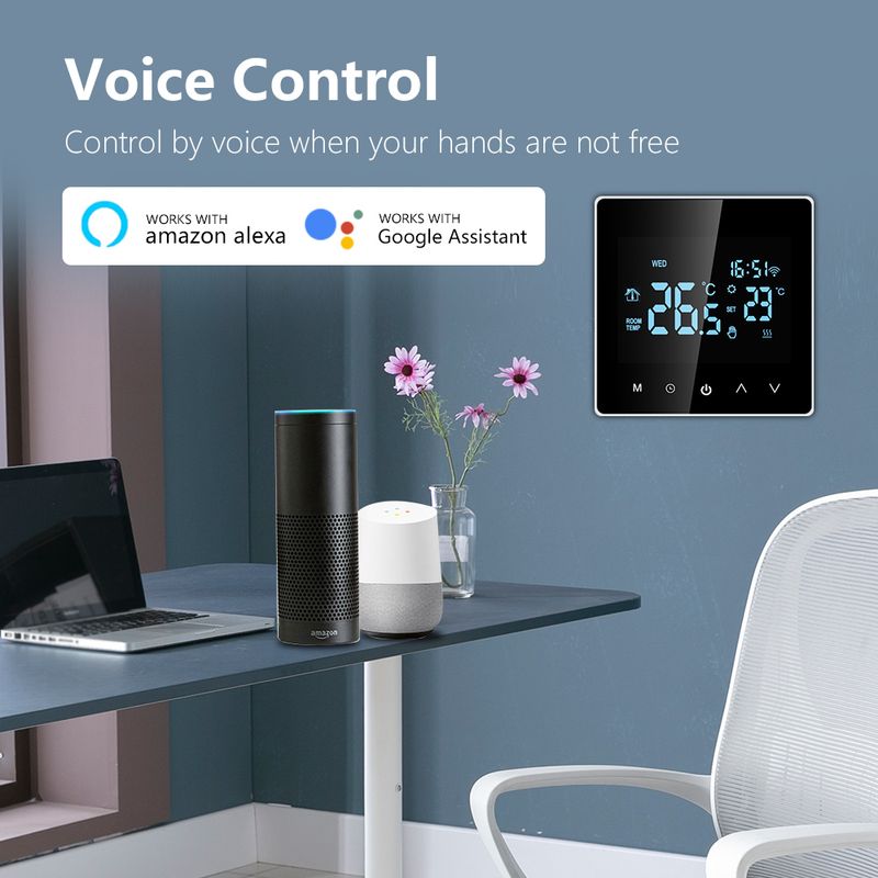 Thermostat intelligent Tuya Wifi pour chaudière à eau/gaz électrique ou de chauffage, écran LCD tactile, contrôle de la température, Google Home, Alexa_voghion.com
