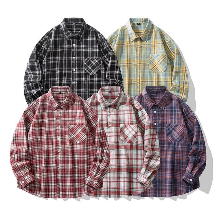 Camicia a quadri retrò, camicia casual da uomo, giacca, alla moda e alla moda, camicia street style_voghion.com