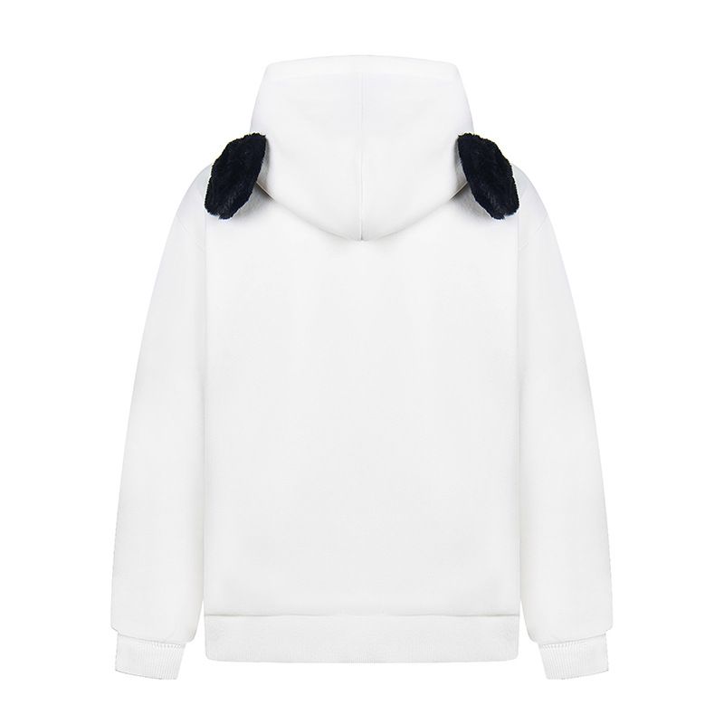 Felpa con cappuccio e colletto polo in due pezzi con ricamo di cuccioli in stile college 2025, manica lunga, tendenza da donna_voghion.com