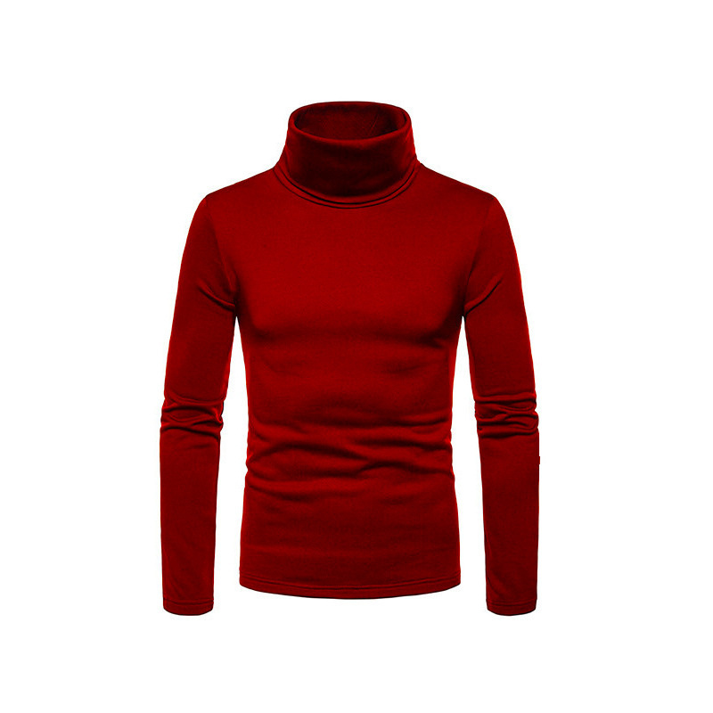 Maglione a maniche lunghe con collo alto e tinta unita, da uomo, autunno inverno, 2025, vestibilità slim, elasticizzato_voghion.com