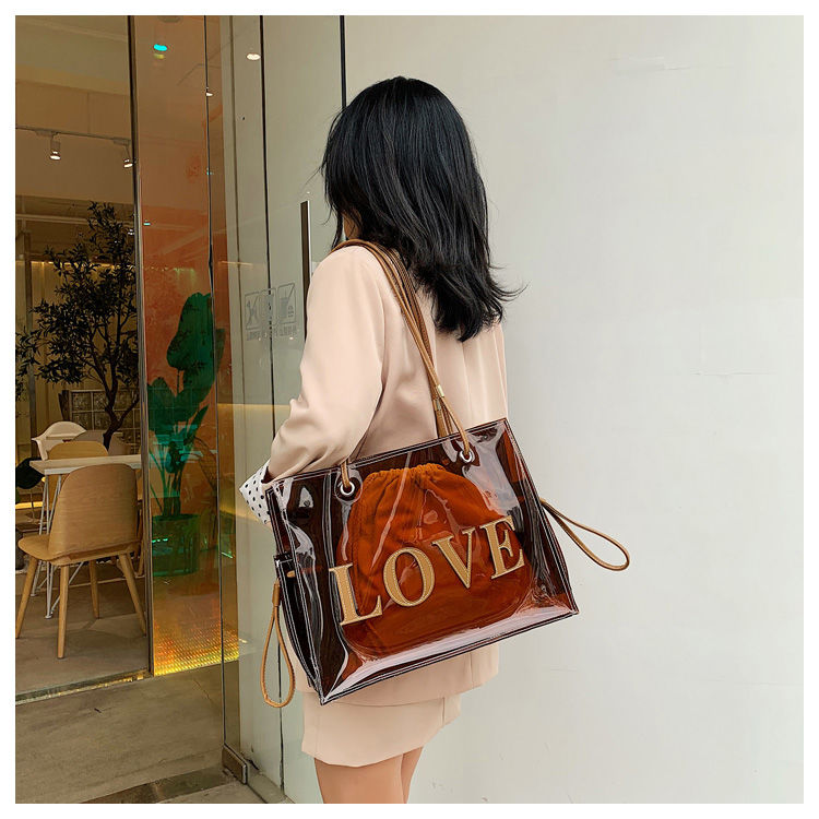 Stylish Transparent Tote for Women, Versatile PVC Shoulder Bag with Roomy Space_voghion.com