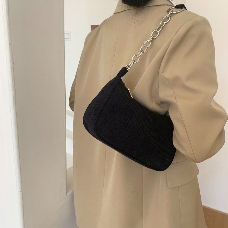 Borsa a tracolla piccola quadrata in velluto a coste retrò alla moda, in peluche, a tracolla singola, autunno e inverno_voghion.com