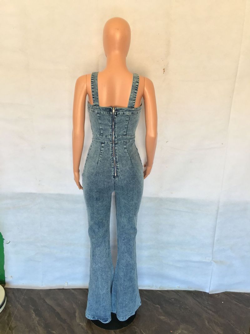 Damenbekleidung Plattform Damenmode lässig sexy Hosenträger Denim Overall weite Beinhose Schlaghose_voghion.com