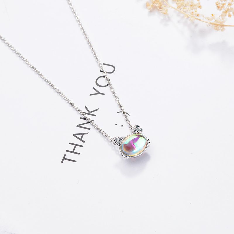 Collana di cristallo di gatto d'argento di moda per le donne Accessori di gioielli di qualità di moda GaaBou Jewellery_voghion.com