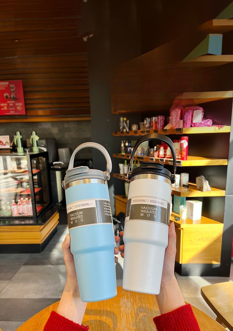 Ice Tyrant Insulated Car New Large Capacity Portable Stainless Steel 304 Double-layer Cold Cup With Straw_voghion.com