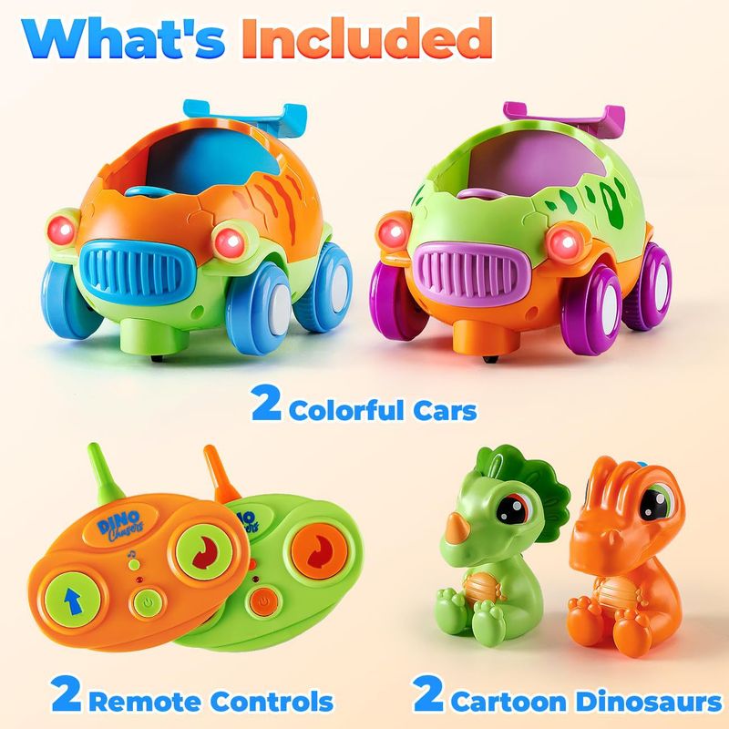 New Cartoon 2.4G Remote Control Dinosaur Remote Control Car Lighting Music Inertia Toy Car Children's Gift_voghion.com