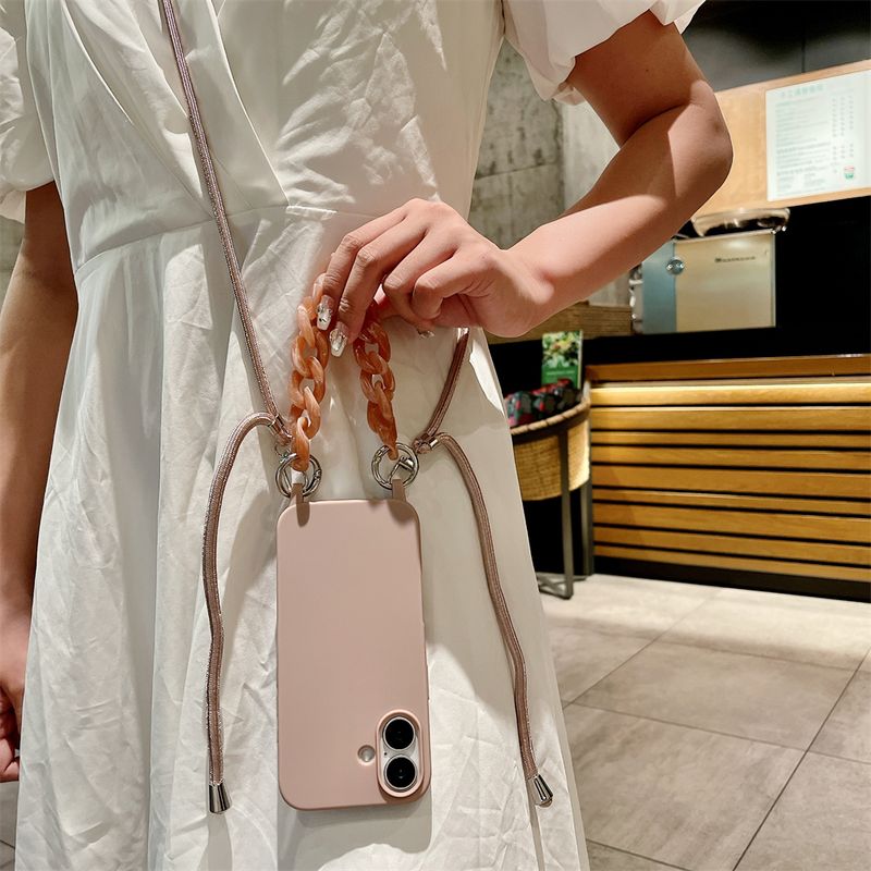 Luxury Lanyard Rope Strap Crossbody Case For IPhone 16 14 12 11 13 15 Pro Mini X XS XR Max Plus Acrylic Chain Silicone Cover_voghion.com