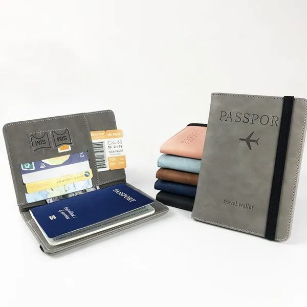Borsa da viaggio RFID Porta passaporto in pelle PU multifunzione con passaporto Contanti Carta SIM Borsa identificativa Custodia in pelle Portafoglio sottile per passaporto_voghion.com