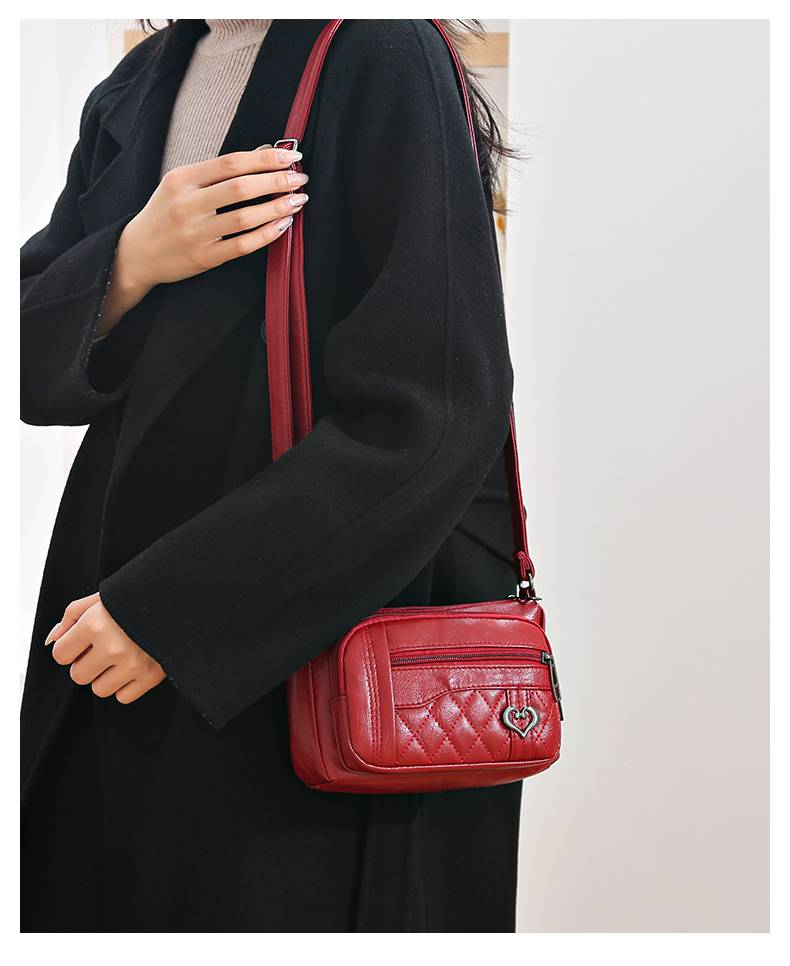 Women's vintage solid color shoulder bag, large capacity crossbody bag_voghion.com