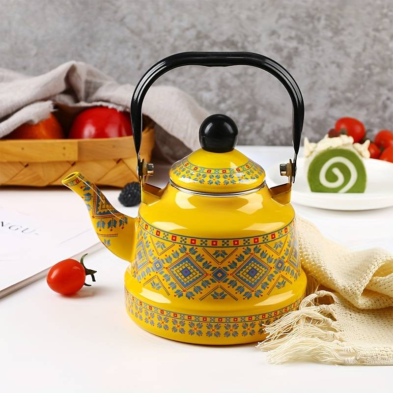 Enamel 1.1L teapot Enamel pot Enamel pot kettle suitable for induction cooker and open fire_voghion.com