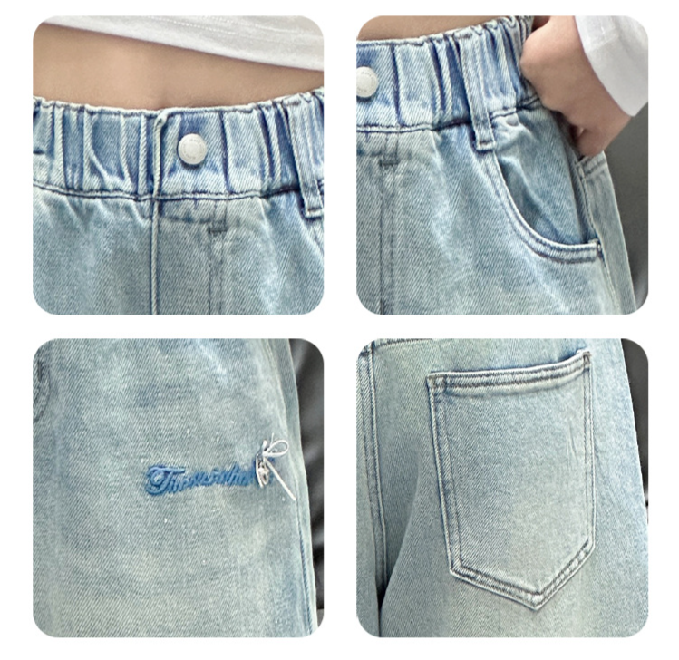 Dětské oblečení Jarní a podzimní kalhoty se širokými nohavicemi Dívčí jarní perlové rovné kalhoty_voghion.com