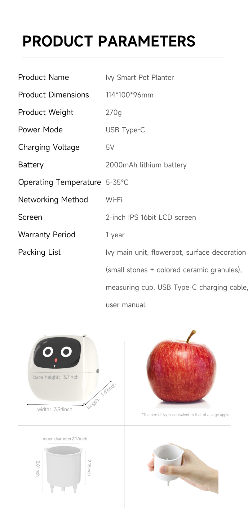 Smart kæledyrsplanterrobotvejledning om plantepleje med emojis, yndig planteledsager med rig gestus-interaktion, pæn skrivebordsopsætningsgave (grøn)_voghion.com