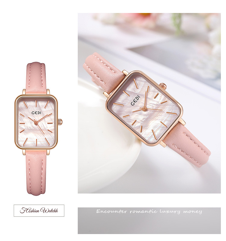Einfache Damenuhr Quadratische Quarzuhr Damen High-End-Gürteluhr_voghion.com