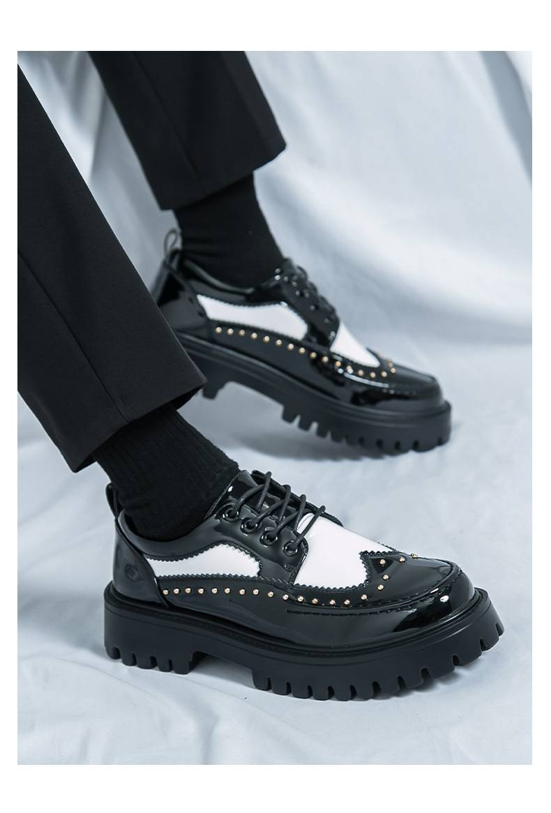 Men's Leather Dress Shoes With Brogues, Thick Soles, Suitable For Business And Casual Wear, Trendy And Versatile, Comfortable And Stylish_voghion.com