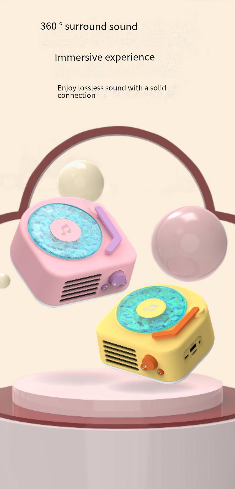 Tragbare Lautsprecher Water Ripple Vinyl Retro Kleiner Lautsprecher Drahtloser Bluetooth-Lautsprecher Subwoofer Plattenspieler Geburtstagsgeschenk_voghion.com
