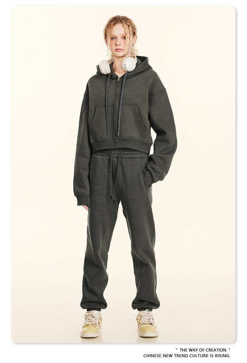 Retro-Hoodie mit Reißverschluss für Damen – Übergroßer, kurzer Pullover mit Fleecefutter, Streetwear-Freizeitjacke für Herbst und Winter_voghion.com