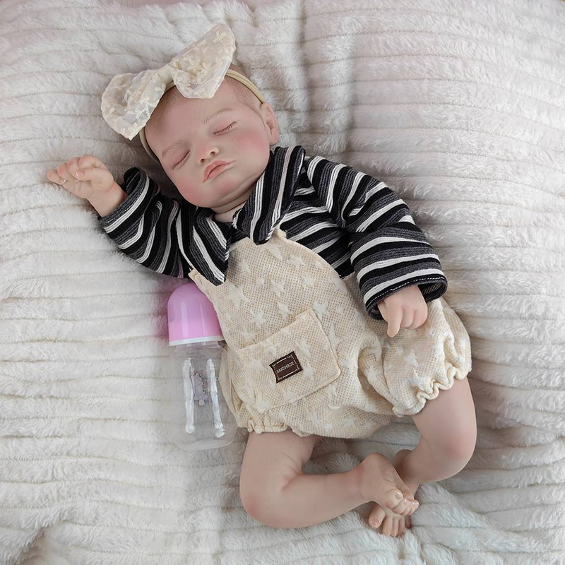 46cm Cloth Body Soft Reborn Dolls Closed Eye Simulation Baby 3D Skin Dress Up Game Doll Girl New Year Present_voghion.com