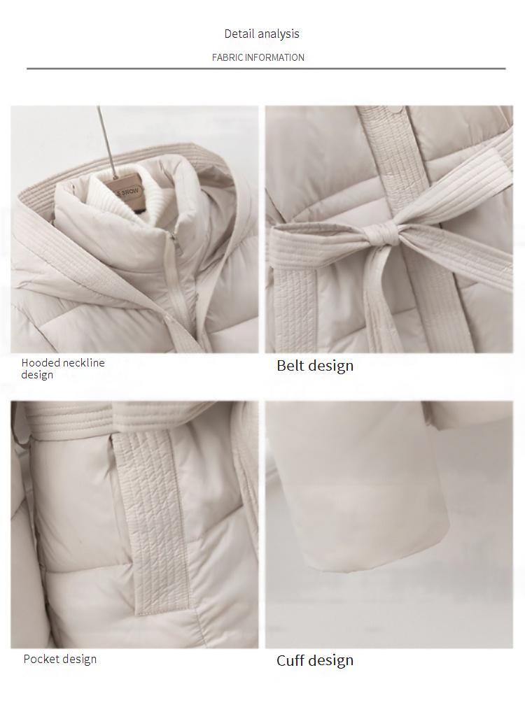 Modischer, verdickter Wintermantel für Damen, kurze Kapuzenjacke mit Taillenband, schmale Passform, warme und stylische Oberbekleidung_voghion.com