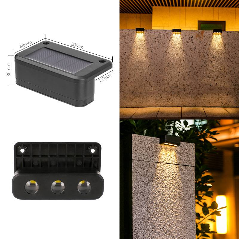 Luci solari per gradini, luci da giardino impermeabili per esterni con accensione/spegnimento automatico, LED bianco caldo per illuminazione di patio, vialetti, terrazze e recinzioni._voghion.com