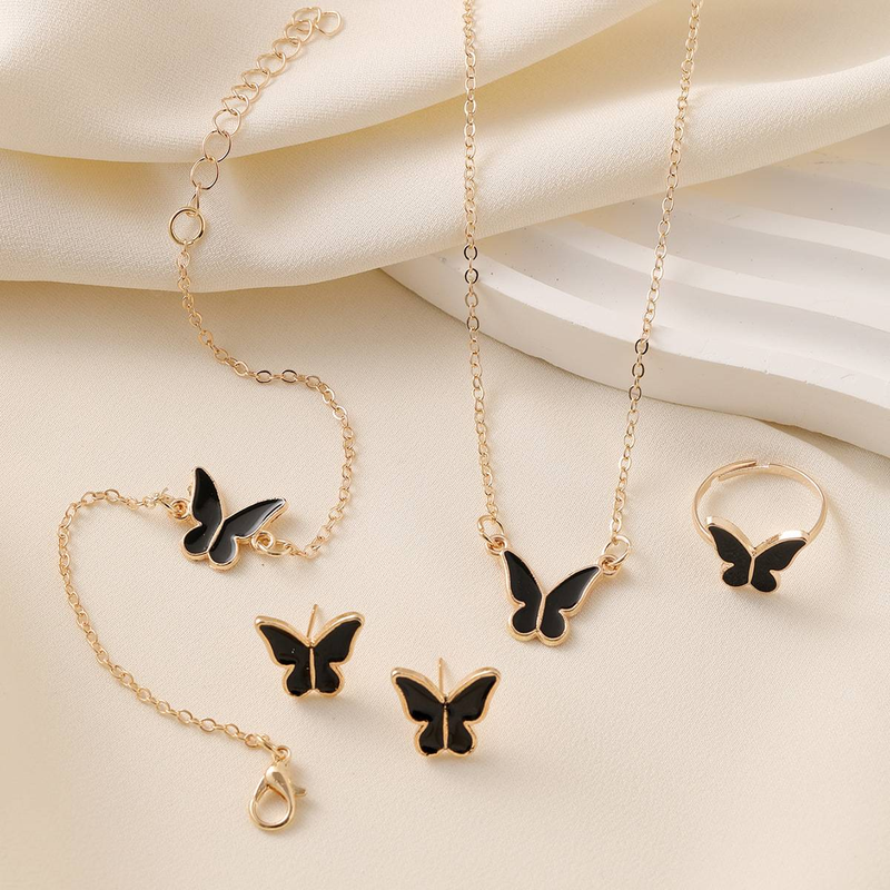 Collane La collana con farfalla smaltata bianca è squisita, semplice e versatile, moda di nicchia, catena per clavicola di alta gamma, set di collane per temperamento_voghion.com