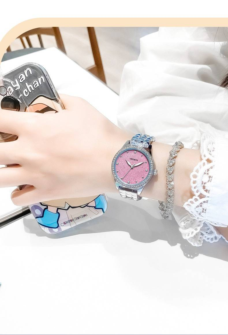 Light Luxury Elegant Women's Watch With Matte Finish, Luminous Hands, And Crystal Accents - Stylish Quartz Timepiece For Everyday Wear_voghion.com