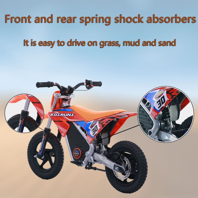 MX-E250 12 Inch For 3-6 Year Old Children Off-road Racing, Maximum Speed 25km/h 250W Mid-mounted Brushed Motor Range 18km Rear Mechanical Disc Brakes And Spring Shock Absorbers._voghion.com