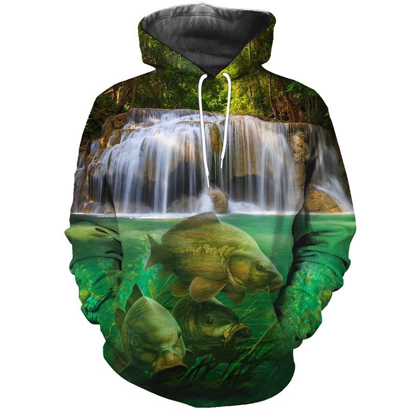 Hot selling 3D in spring and summer, popular fishing digital prints, men's fashion trends, round neck hoodies_voghion.com