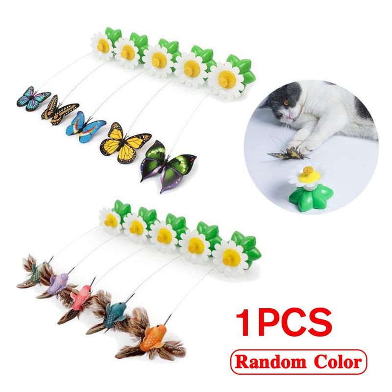 New Rotating Electric Butterfly, Hummingbird And Bee Pet New Product Rotating Around Flowers To Cats And Butterflies Pet Toys_voghion.com