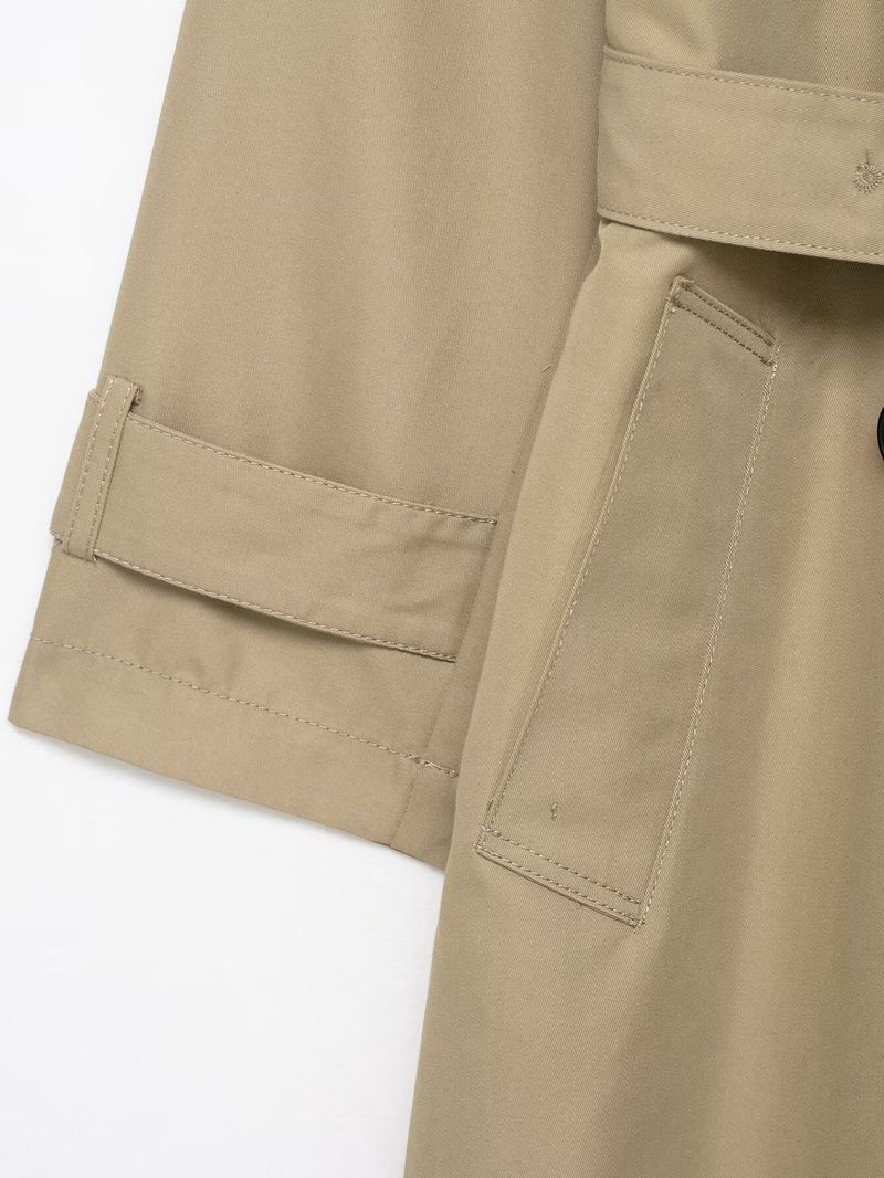 Trench classico doppiopetto con cintura: eleganza senza tempo per donna (XS-L, poliestere, cachi, antipiega e versatile)_voghion.com