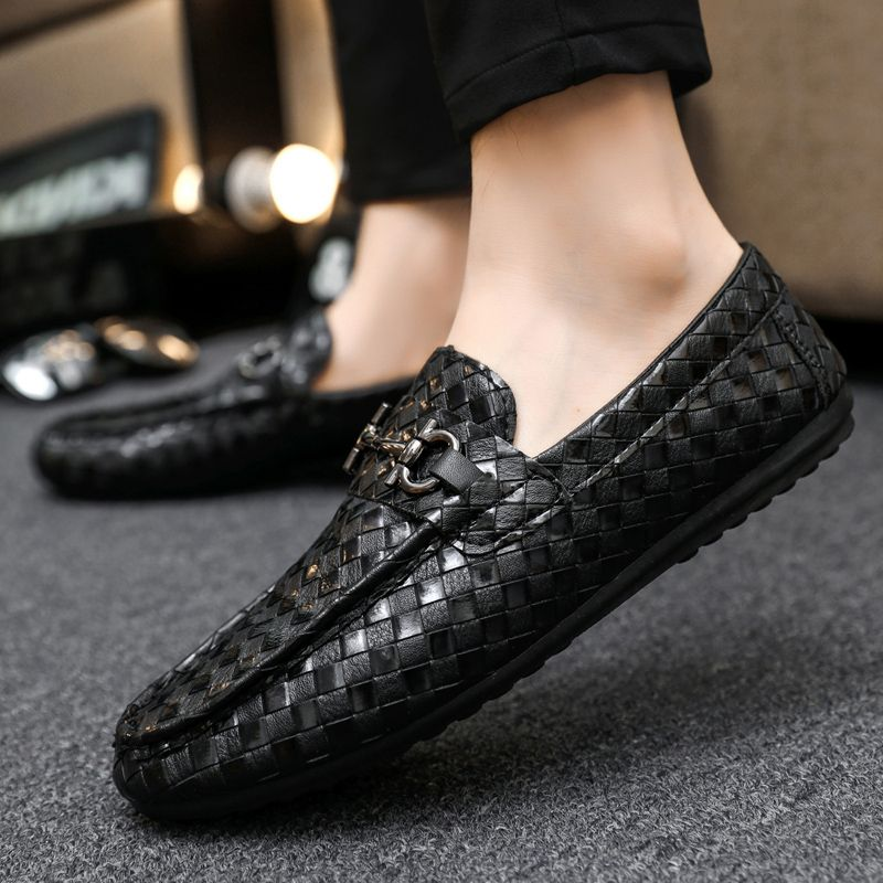 Mocassins de primavera Beanbean um pé masculino preguiçoso dirigindo tamanho grande maré transfronteiriça sapatos de couro brilhante_voghion.com