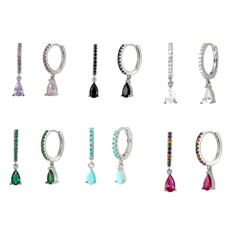 Damessieraden Licht Luxe S925 Zilveren Naald INS Stijl Geometrische Waterdruppel Diamant Franse Oorbellen Mode Hit_voghion.com
