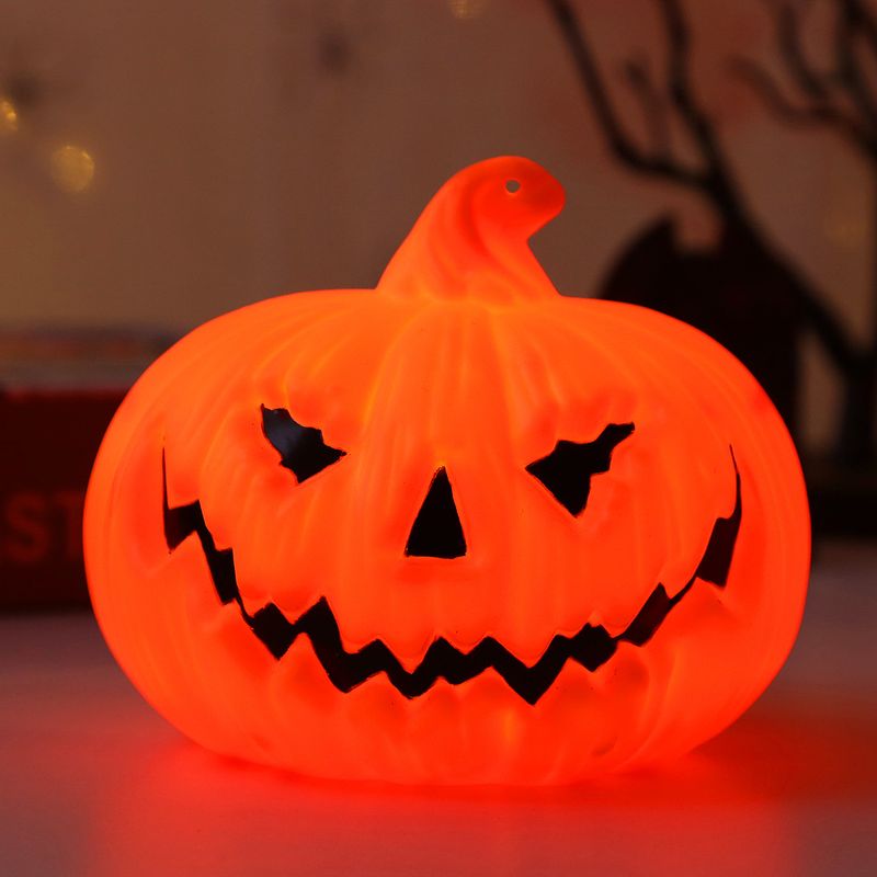 Glow-in-theark Plastic Halloween Pumpkin Lantern - Small Decorative Jack-O'-Lantern For Party, Home & Outdoor Decor_voghion.com
