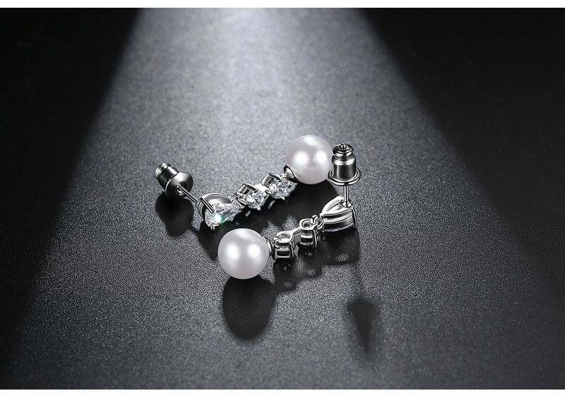 Elegante Tropfenohrringe mit Perlen und Zirkonia für Damen, für Hochzeiten, Partys und den Alltag, minimalistisches geometrisches Design, Geschenkohrringe für das Brautbankett_voghion.com