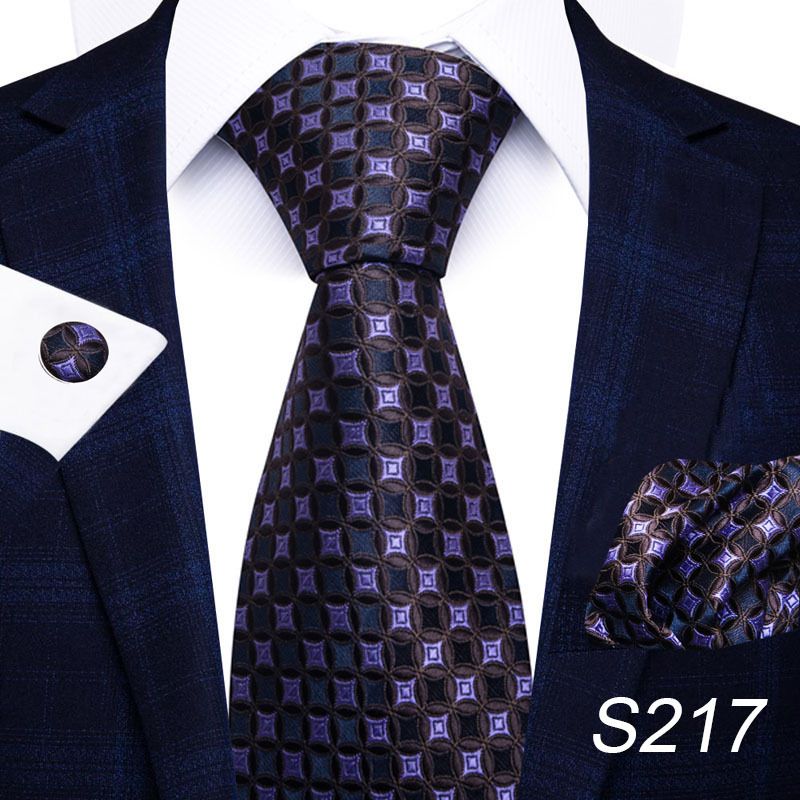 Corbata de seda de poliéster de alta calidad unisex para hombre, corbata formal de color sólido, bolsillo, toalla, gemelos, juego de jacquard_voghion.com