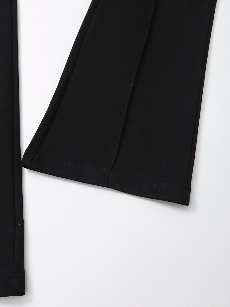 Frae Kleeder Stil Stitch Dekoratioun Elastesch Taille Doppelsäiteg Stoff Bell Bottom Hosen Zipper Sweatshirt Kostüm_voghion.com
