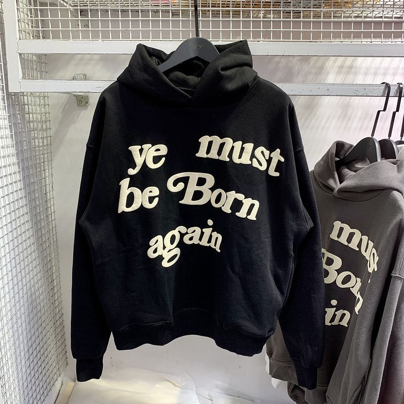 CPFM Rebirth KANYE Same Style Ye Must Be Born Again Foam Print Letter Fleece-Lined Hoodie_voghion.com