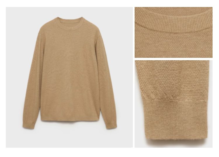 Pull en maille automne/hiver pour homme - Pull col rond extensible et respirant (beige/crème/marron/noir)_voghion.com