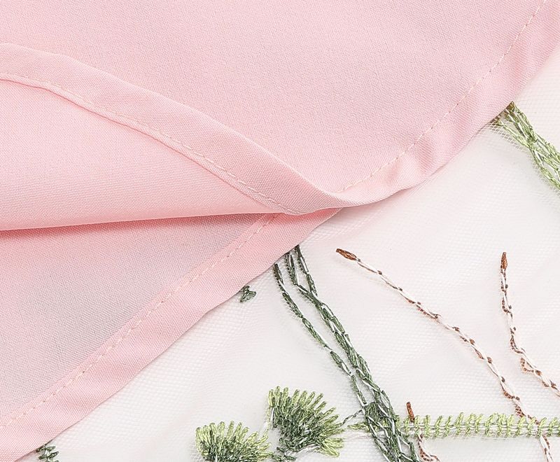 Rundhalsausschnitt, kurzärmeliges Kleid mit schwerer Netzstickerei, 8235 Farbe hinzugefügt_voghion.com