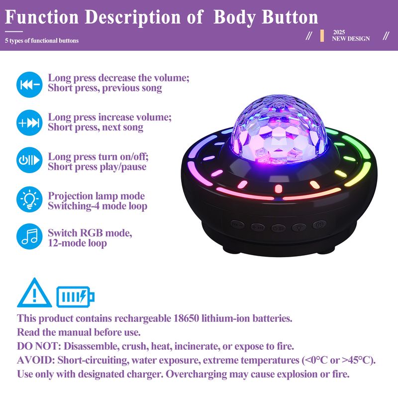 Projector Lamp Laser Starry Sky Rechargeable Night Live Streaming Bluetooth Speaker Atmosphere Light_voghion.com